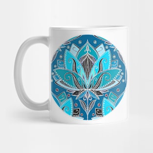 Art Deco Lotus Rising - black, teal & turquoise pattern Mug